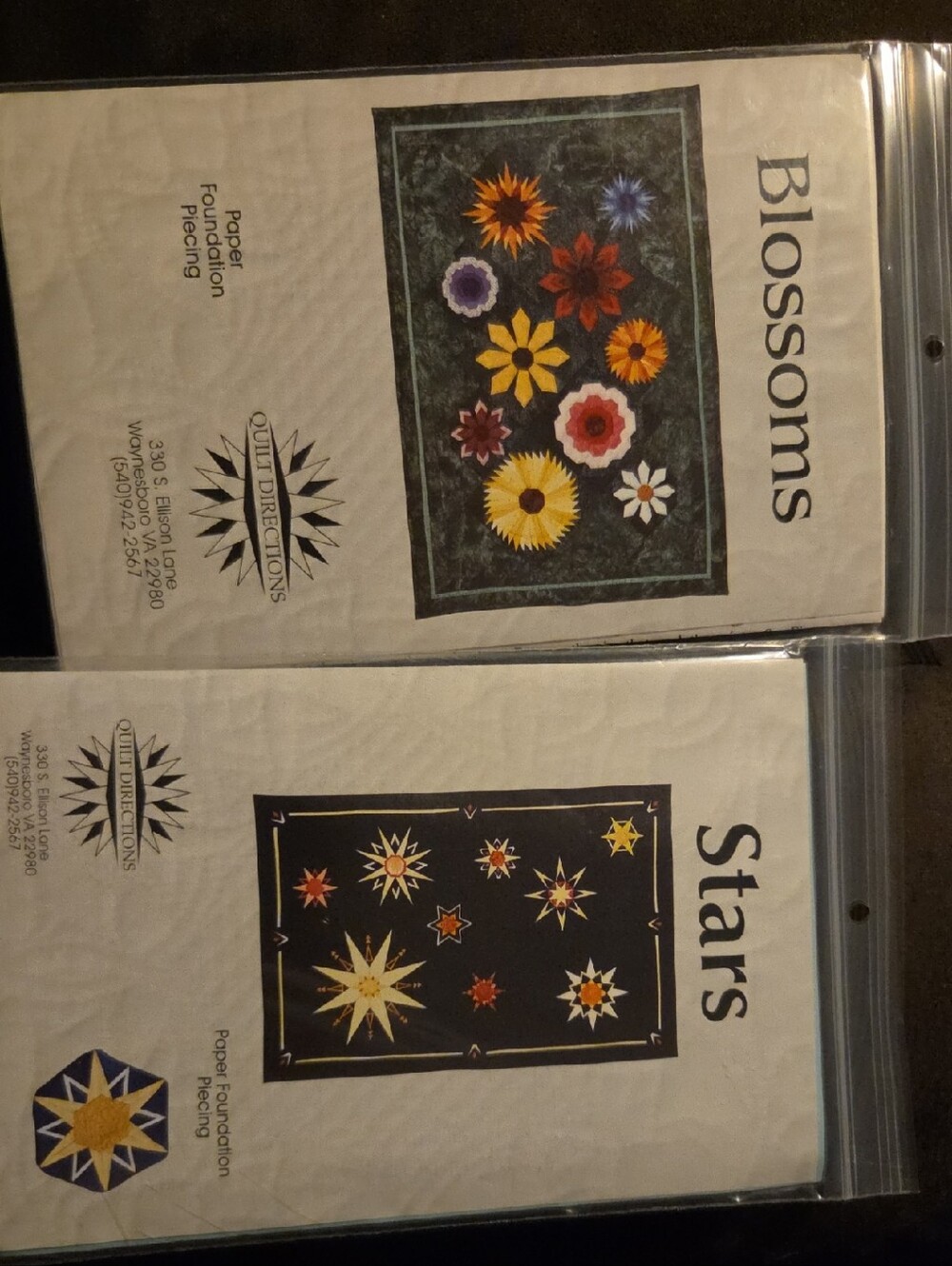2 Quilt Patterns With Paper Foundation Pieces - Wall Hanging Quilt Size